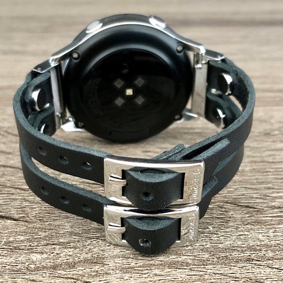 Double Strap Galaxy 42mm Black Leather Bracelet main image 6
